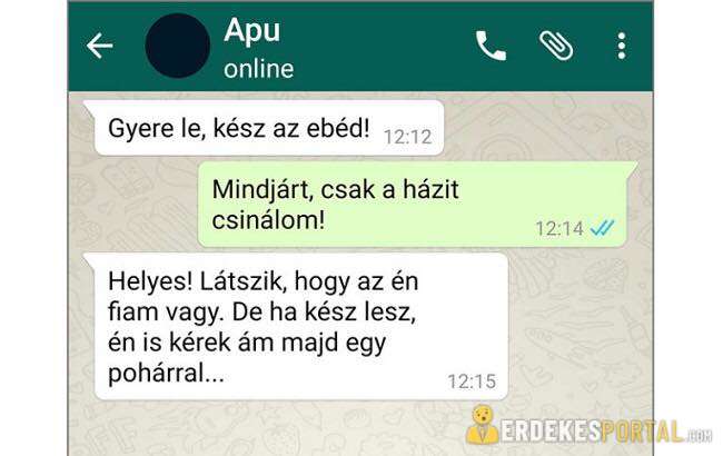 11 Vicces Sms Apa Fia Között Amit Nem Lehet Kibírni Nevetés Nélkül Érdekes Cikkek 4538